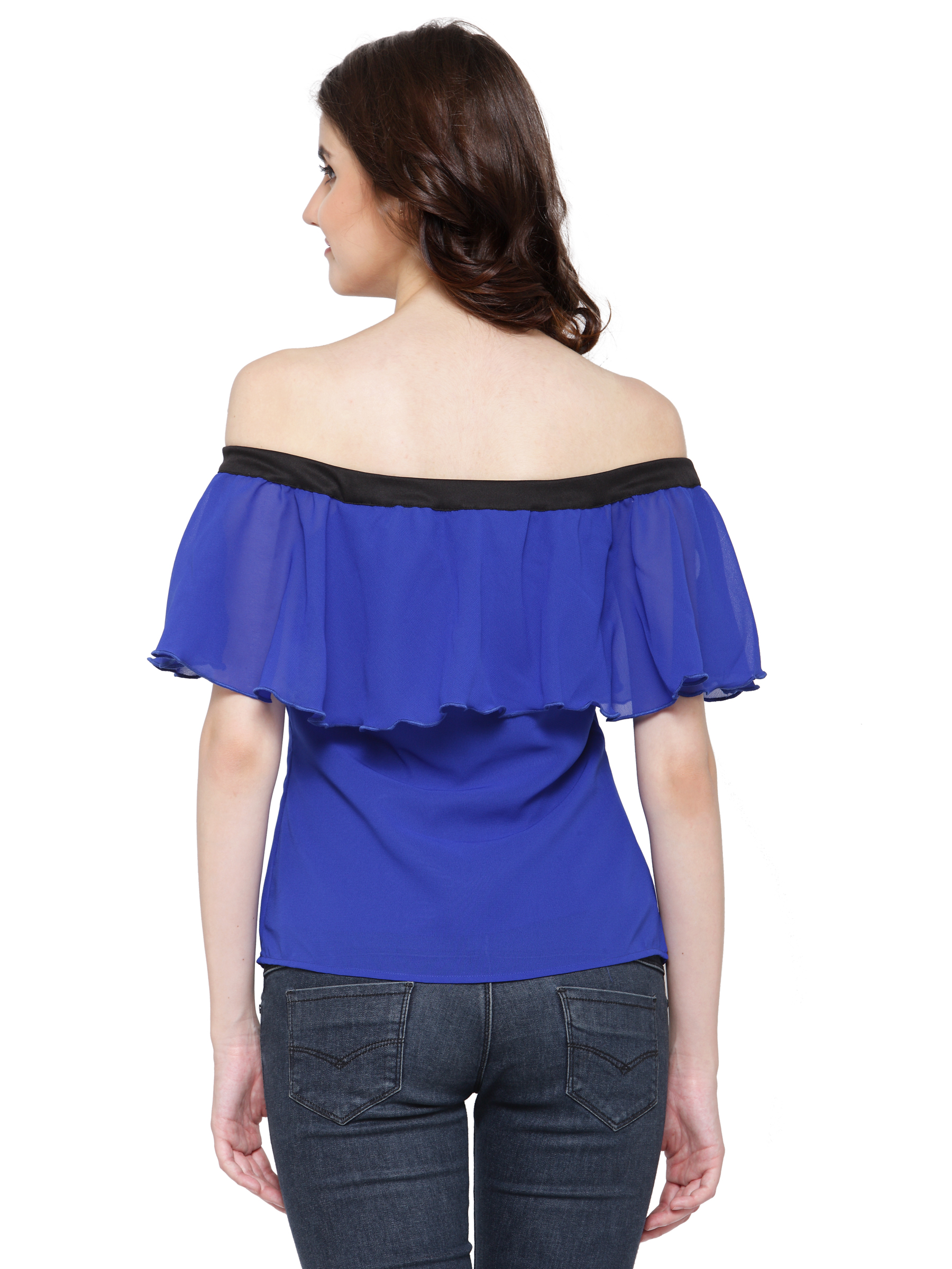 Snazzy Dazzy in Blue Off Shoulder Top